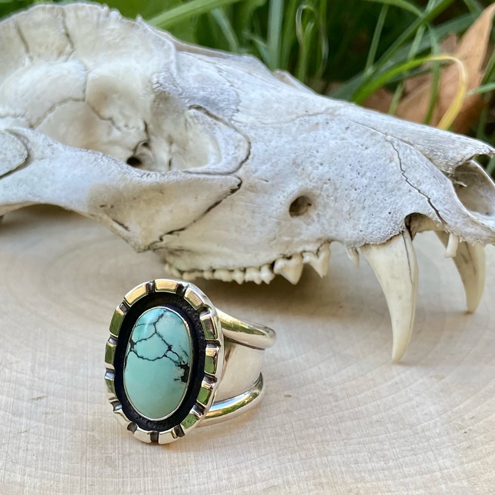 Artisan handmade Heavy turquoise ring